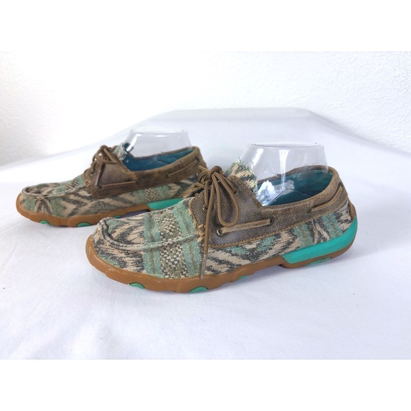 Twisted X Shoes - Twisted X Southwestern Lace Up Moc Toe Moccasins Boat Shoes Size 7.5 Comfort